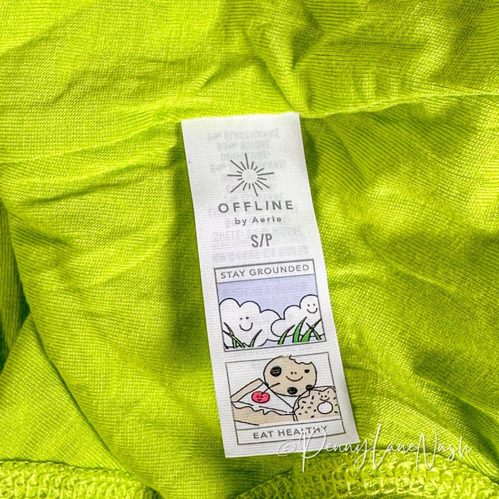 OFFLINE By Aerie Thumbs Up Tie Back Crop T-Shirt Neon Green - Picture 6 of 8